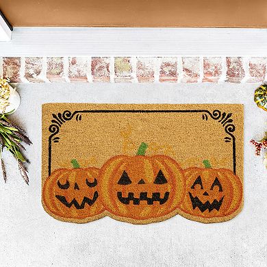 VCNY Home Three Pumpkins Halloween Outdoor Coir Doormat