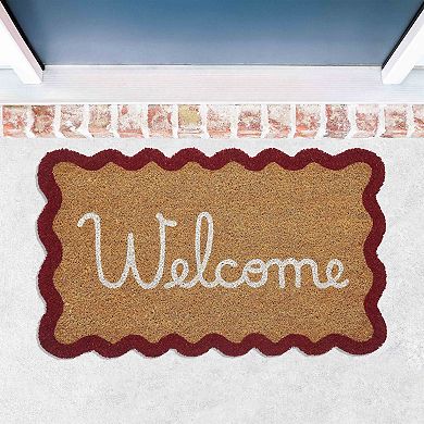 VCNY Home 18" x 30" Scalloped Edge Welcome Coir Outdoor Doormat