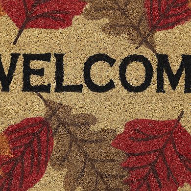 VCNY Home Welcome Leaf Outdoor Coir Doormat