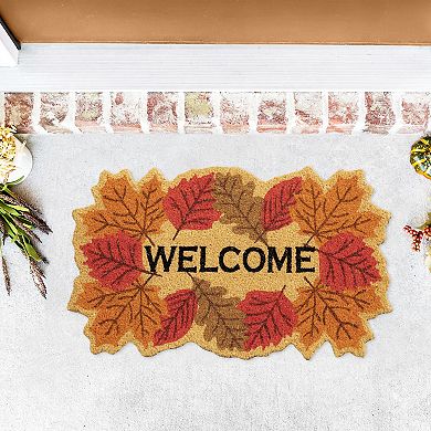 VCNY Home Welcome Leaf Outdoor Coir Doormat