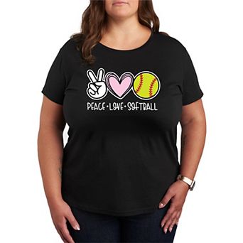 Plus Size Peace Love Softball Graphic Tee