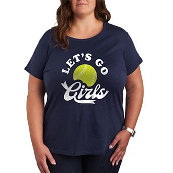 Plus Size Let's Go Girls Softball Graphic Tee