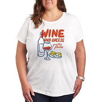 Plus Size Wine & Cheese Pretty Please Graphic Tee