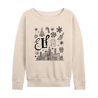 Women's Elf Icon Doodles French Terry Long Sleeve Tee