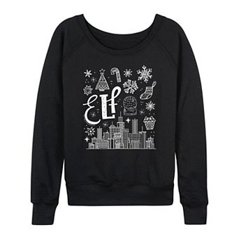Women's Elf Icon Doodles French Terry Long Sleeve Tee