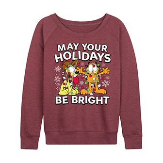 Women's Garfield May Your Holidays Be Bright French Terry Long Sleeve Tee