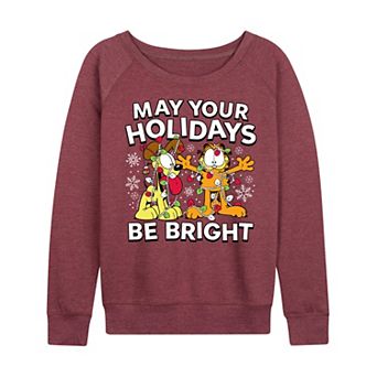 Women's Garfield May Your Holidays Be Bright French Terry Long Sleeve Tee