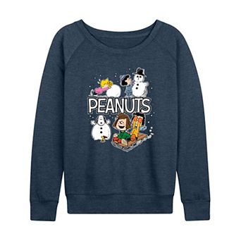 Women's Peanuts Winter Stickers French Terry Long Sleeve Tee