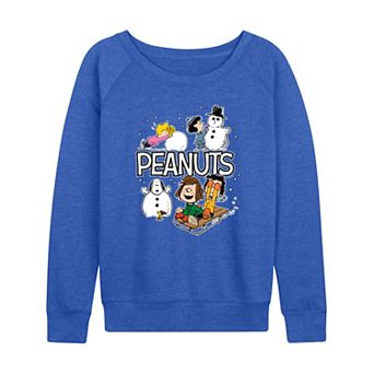 Women's Peanuts Winter Stickers French Terry Long Sleeve Tee