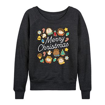 Women's Peanuts Cookies Merry Christmas French Terry Long Sleeve Tee