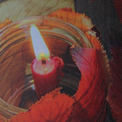 LED Lighted Autumn Leaves and Flickering Candles Canvas Wall Art 23.5" x 15.75"