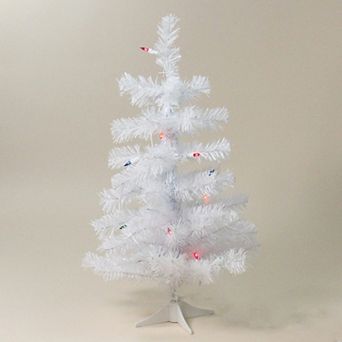 2' Pre-Lit Slim White Tinsel Artificial Christmas Tree - Multi Lights