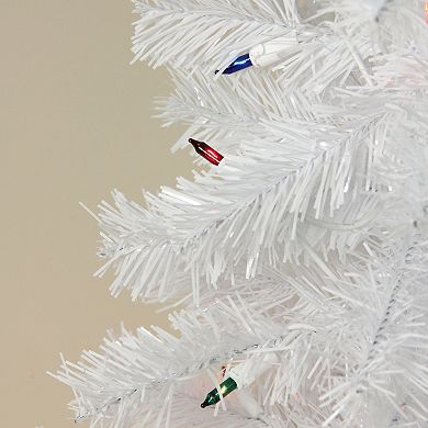 2' Pre-Lit Slim White Tinsel Artificial Christmas Tree - Multi Lights