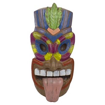 16" Tiki Man Sticking Out Tongue Hanging Wall Decoration