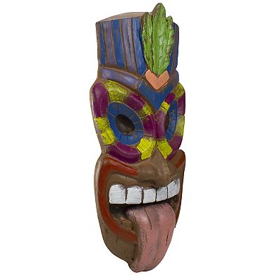 16" Tiki Man Sticking Out Tongue Hanging Wall Decoration