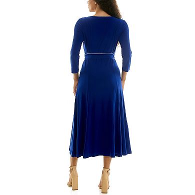 Nina Leonard Belted Dress