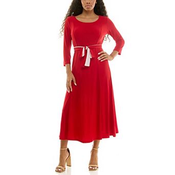 Women's Nina Leonard Sylvia Belted Midi Dress