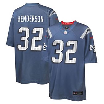 Youth Nike TreVeyon Henderson Storm Blue New England Patriots 2025 Rivalries Collection Game Jersey