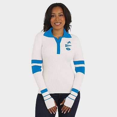 Women's WEAR by Erin Andrews White Detroit Lions Ribbed Henley Polo