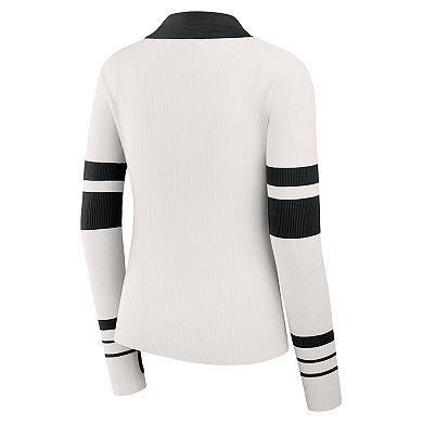 Women's WEAR by Erin Andrews White Cincinnati Bengals Ribbed Henley Polo Sweater