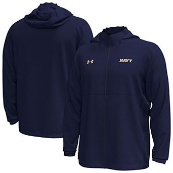 Men's Under Armour Navy Navy Midshipmen Rival Stretch Woven Full-Zip Hoodie Jacket