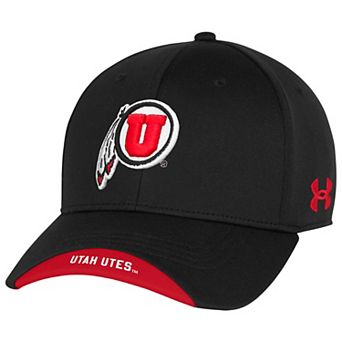 Men's Under Armour Black Utah Utes Sideline Blitzing Accent Iso-Chill Adjustable Hat