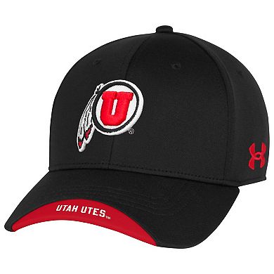 Men's Under Armour Black Utah Utes Sideline Blitzing Accent Iso-Chill Adjustable Hat