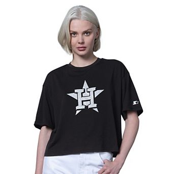 Women's Starter Black Houston Astros Holy Grail Boxy Cropped T-Shirt