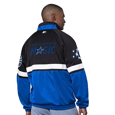 Men's Starter Blue/White Orlando Magic The Veteran Tricot Track Raglan Full-Zip Jacket