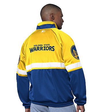 Men's Starter Royal/White Golden State Warriors The Veteran Tricot Track Raglan Full-Zip Jacket