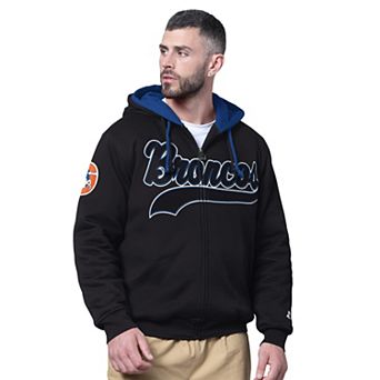 Men's Starter Black Denver Broncos Big Shot Throwback Full-Zip Double Hoodie