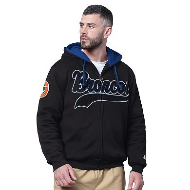 Men's Starter Black Denver Broncos Big Shot Throwback Full-Zip Double Hoodie
