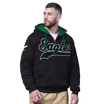 Men's Starter Black Philadelphia Eagles Big Shot Throwback Full-Zip Double Hoodie