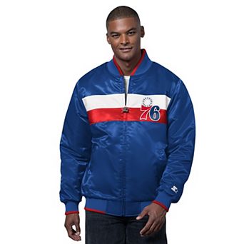Men's Starter Royal/Red Philadelphia 76ers The Ambassador Satin Varsity Jacket