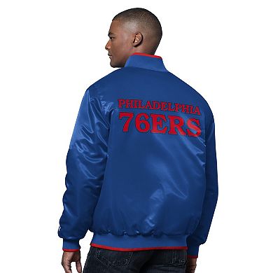 Men's Starter Royal/Red Philadelphia 76ers The Ambassador Satin Varsity Jacket