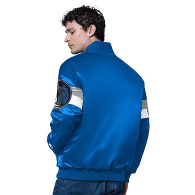 Men's Starter Blue Dallas Mavericks Triple Option Varsity Full-Snap Satin Jacket