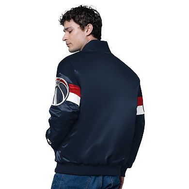 Men's Starter Navy Washington Wizards Triple Option Varsity Full-Snap Satin Jacket