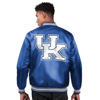 Men's Starter Royal Kentucky Wildcats Two-Hit Satin Varsity Full-Snap Jacket