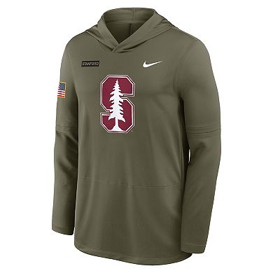 Men's Nike Olive Stanford Cardinal 2025 Military Appreciation Dri-FIT Long Sleeve Hoodie T-Shirt