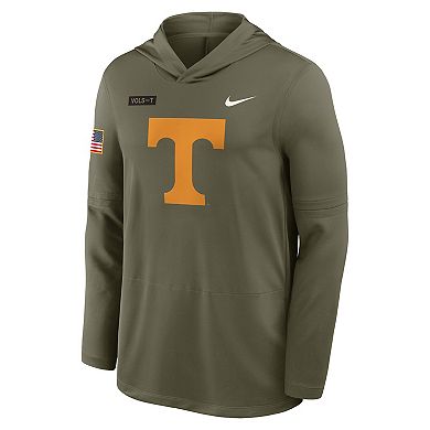 Men's Nike Olive Tennessee Volunteers 2025 Military Appreciation Dri-FIT Long Sleeve Hoodie T-Shirt