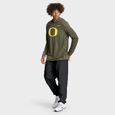Men's Nike Olive Oregon Ducks 2025 Military Appreciation Dri-FIT Long Sleeve Hoodie T-Shirt