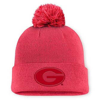 Men's Nike Light Red Georgia Bulldogs Primetime Peak Campus Cuffed Knit Hat with Pom