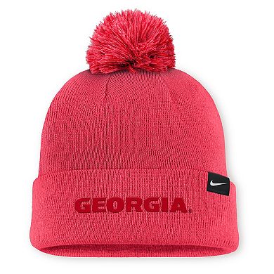 Men's Nike Light Red Georgia Bulldogs Primetime Peak Campus Cuffed Knit Hat with Pom