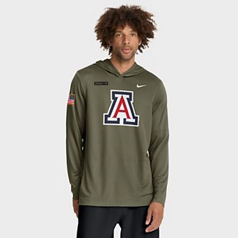 Men's Nike Olive Arizona Wildcats 2025 Military Appreciation Dri-FIT Long Sleeve Hoodie T-Shirt