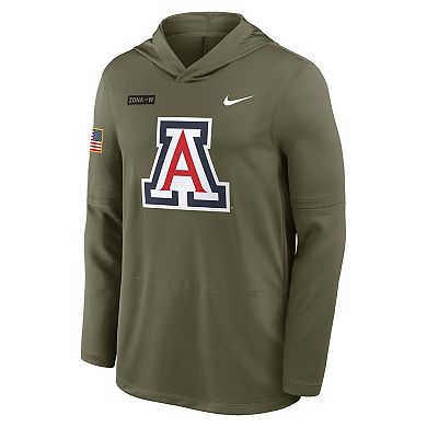 Men's Nike Olive Arizona Wildcats 2025 Military Appreciation Dri-FIT Long Sleeve Hoodie T-Shirt