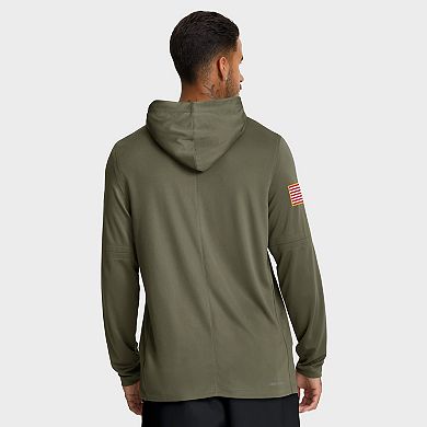 Men's Nike Olive Texas Longhorns 2025 Military Appreciation Dri-FIT Long Sleeve Hoodie T-Shirt