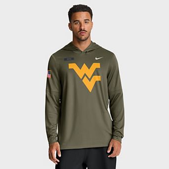 Men's Nike Olive West Virginia Mountaineers 2025 Military Appreciation Dri-FIT Long Sleeve Hoodie T-Shirt
