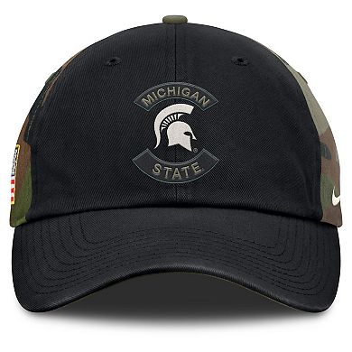 Men's Nike Black/Camo Michigan State Spartans 2025 Military Appreciation Club Adjustable Hat
