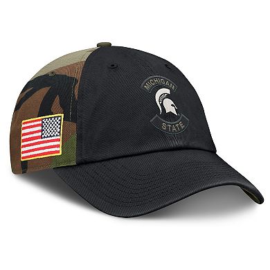 Men's Nike Black/Camo Michigan State Spartans 2025 Military Appreciation Club Adjustable Hat