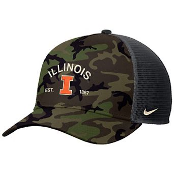 Men's Nike Camo Illinois Fighting Illini 2025 Military Appreciation Rise Adjustable Trucker Hat